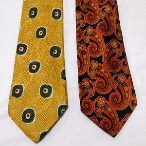 2 Hugo Boss 100% silk Men's Women's Ties Martini Olive and Paisley